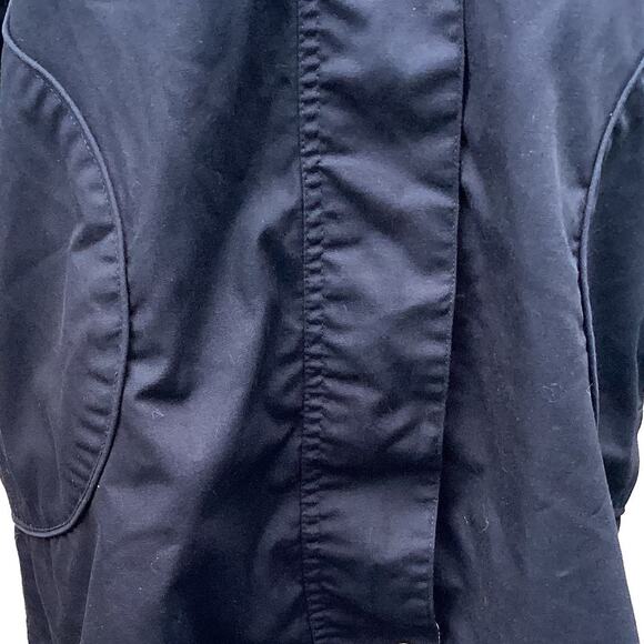 Cute Hooded Rain Jacket Parka Blue Cottage Style Floral Full Zip Women's Small - Picture 4 of 9